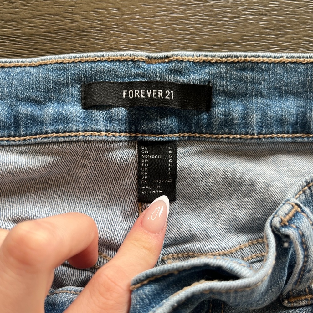 High Rise Wide Leg Crop Jeans L Raw Hem Medium Wash casual Fall everyday capsule - Picture 6 of 7